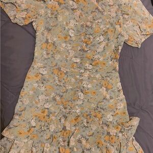 entro Sage Green Midi Dress with Yellow Floral Print
